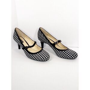Alex Marie Black and White Houndstooth Mary Jane Heels